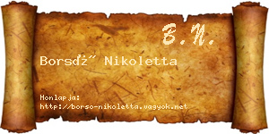 Borsó Nikoletta névjegykártya